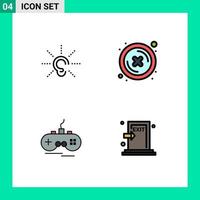 4 universelle Filledline-Flachfarben für Web- und mobile Anwendungen Awareness-Joystick-Hören über Xbox editierbare Vektordesign-Elemente vektor