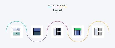 Layoutlinie gefüllt flach 5 Icon Pack inklusive Bild. Collage. Bild. Webseite. Website vektor