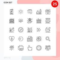 25 universell rader uppsättning för webb och mobil tillämpningar paket gåva strand problem skuld redigerbar vektor design element