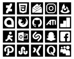 20 Social Media Icon Pack inklusive Stumbleupon Facebook Github Snapchat Outlook vektor