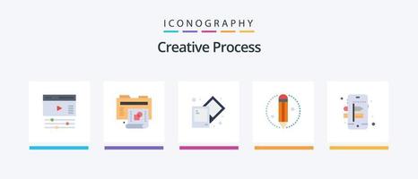 Creative Process Flat 5 Icon Pack inklusive . kreativ. kreativ. Handy, Mobiltelefon. Verfahren. kreatives Symboldesign vektor