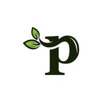 ökogrünes p-logo für unternehmen. farbenfrohes, umweltfreundliches, mehrschichtiges Logo-Design. Blattsymbol im Originalstil. am besten für Branding und Identität für ökologische Unternehmen vektor