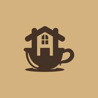 Kaffeehaus-Logo mit Cup-Line-Stil im Hintergrund für Café, Shop, Restaurant. Vektordesignelemente, Logos, Identität, Etiketten, Abzeichen und andere Branding-Objekte. Vektor-Illustration. vektor