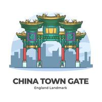 China Town Gate England Wahrzeichen minimalistischen Cartoon vektor