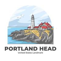 Portland Head Leuchtturm USA Wahrzeichen minimalistischen Cartoon vektor