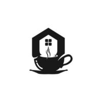 Kaffeehaus-Logo mit Cup-Line-Stil im Hintergrund für Café, Shop, Restaurant. Vektordesignelemente, Logos, Identität, Etiketten, Abzeichen und andere Branding-Objekte. Vektor-Illustration. vektor