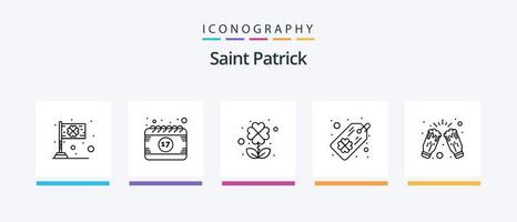 Saint Patrick Line 5 Icon Pack inklusive Feier. Kuchen. Patrick. Blume. Haar. kreatives Symboldesign vektor