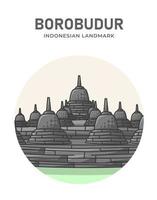 Borobudur indonesisches Wahrzeichen minimalistischer Cartoon vektor