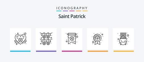 Saint Patrick Line 5 Icon Pack inklusive Prost. Kobold. Gold. irisch. Tag. kreatives Symboldesign vektor