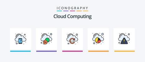 Cloud-Computing-Linie gefüllt 5 Icon Pack einschließlich Standort. Musik. Wolke. Multimedia. Wolke. kreatives Symboldesign vektor