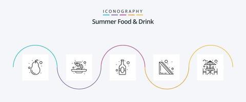 sommar mat och dryck linje 5 ikon packa Inklusive dryck. bar. dryck. alkohol. smörgås vektor
