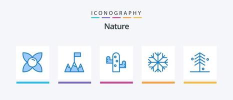 natur blå 5 ikon packa Inklusive . natur. natur. trädgård. väder. kreativ ikoner design vektor