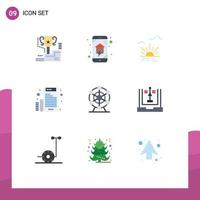 Stock Vector Icon Pack mit 9 Zeilenzeichen und Symbolen für Brief-E-Mail-Home-WLAN-elektronisches Licht editierbare Vektordesign-Elemente