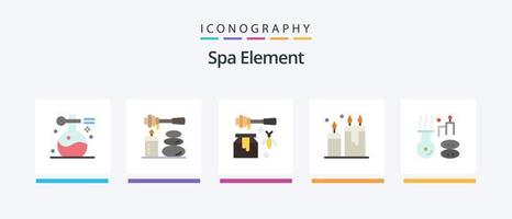 spa element platt 5 ikon packa Inklusive spa. kosmetika. stenar. ljus. ljuv. kreativ ikoner design vektor