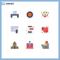 9 thematische Vektor-Flachfarben und bearbeitbare Symbole von Nachrichtensicherheits-Emotes waren gdpr-bearbeitbare Vektordesign-Elemente vektor