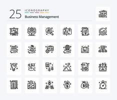 Business Management 25-Zeilen-Icon-Pack einschließlich Management. Geschäft. Management. Zeitplan. Kalender vektor