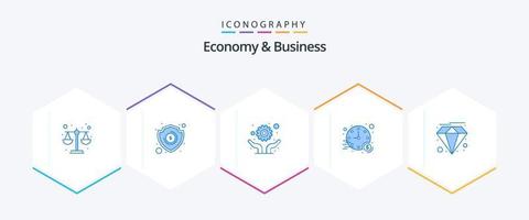 Economy und Business 25 blaues Icon Pack inklusive Premium. Entwicklung. Zeit. Investition vektor