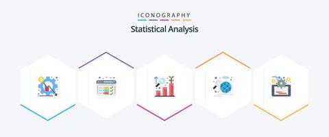 Statistische Analyse 25 Flat Icon Pack inklusive Statistik. Daten. Netz. Geschäft. Wachstum vektor