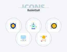 basketboll platt ikon packa 5 ikon design. spel. id. sport. kort. bricka vektor