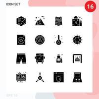 16 solides Glyphenkonzept für mobile Websites und Apps eid gift tools bag box editierbare Vektordesign-Elemente vektor