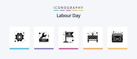 Labor Day Glyph 5 Icon Pack inklusive Kalender. stoppen. Schlüssel. Notiz. Arbeit. kreatives Symboldesign vektor