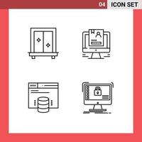 4 användare gränssnitt linje packa av modern tecken och symboler av fönster värd hemsida klä på sig användare server redigerbar vektor design element
