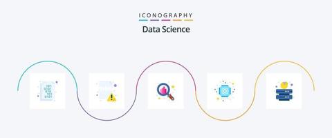 Data Science Flat 5 Icon Pack inklusive Daten. Sicherung. Graph. Wissenschaft. Mikrochip vektor