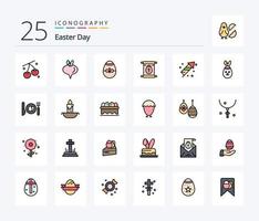 Ostern 25 Zeilen gefülltes Icon Pack inklusive Feuer. Ostern. Vogel. scrollen. Ausbildung vektor