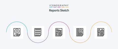 rapporter skiss linje 5 ikon packa Inklusive brev. data. sida. Rapportera. dokumentera vektor