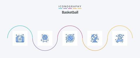 Basketball Blue 5 Icon Pack inklusive Sport. Hand. Sport. Fitness. Globus des Sportvereins vektor