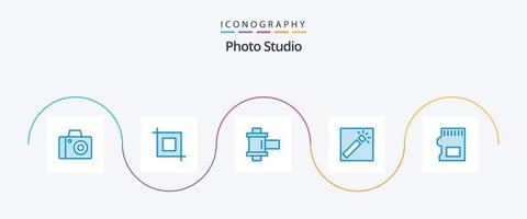 Fotostudio Blau 5 Icon Pack inklusive . Lagerung. Spule. SD. retuschieren vektor