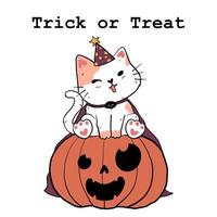 süße Halloween Katze mit Kürbis vektor