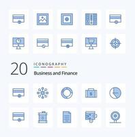 20 finanzieren blaues Symbolpaket wie Kreisdiagramm finanzieren Zahlungen finanzieren vektor