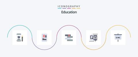 utbildning platt 5 ikon packa Inklusive utbildning. meddelande. böcker. utbildning. chatt vektor