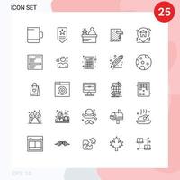Piktogrammsatz aus 25 einfachen Kommunikationslinien Hausfarbe Haustapete editierbare Vektordesign-Elemente vektor