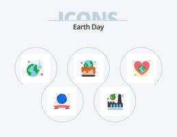 Earth Day Flat Icon Pack 5 Icon Design. Liebe. Erde. Ökologie. Erde. Kuchen vektor