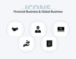 Finanzgeschäft und globales Geschäft Glyphen-Icon-Pack 5 Icon-Design. Wachstum. Erfolg. Vereinbarung. Idee. Partner vektor