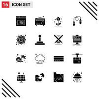 Stock Vector Icon Pack mit 16 Linienzeichen und Symbolen für dekorative springende florale Springseilübungen editierbare Vektordesign-Elemente