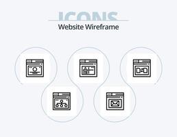 Website Wireframe Line Icon Pack 5 Icon Design. Netz. Browser. Geschäft. Anwendung. Fehler Fehlerseite vektor