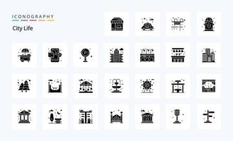 25 solides Glyphen-Icon-Pack für das Stadtleben vektor