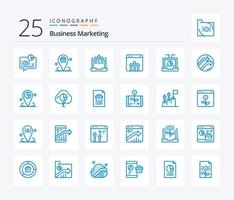 Business Marketing 25 blaues Symbolpaket mit Grafik. Geschäft. Ort. Bericht. Wachstum vektor