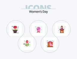 Womens Day Flat Icon Pack 5 Icon Design. Tribun. Politiker. Blume. Frau. weiblich vektor