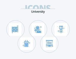 Universität blau Icon Pack 5 Icon Design. Medaille. Lehrer. dokumentieren. lernen. Buch vektor