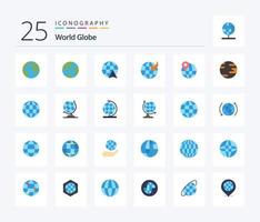 Globus 25 flaches Farbsymbolpaket einschließlich Welt. global. Stift. Globus. Erde vektor