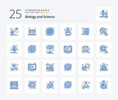 biologi 25 blå Färg ikon packa Inklusive växt. bok. atom. tillväxt. dekorativ vektor