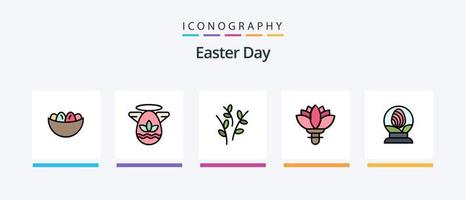 Osterlinie gefüllt 5 Icon Pack inklusive Ei. Ostern. Glas. Herz. Ei. kreatives Symboldesign vektor