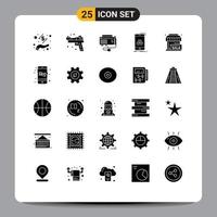 universell ikon symboler grupp av 25 modern fast glyfer av inköp smartphone ca. kub källa redigerbar vektor design element