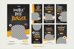 Fast-Food-Banner für Social-Media-Werbevorlage gesetzt vektor