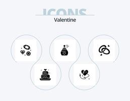 valentine glyf ikon packa 5 ikon design. kärlek. kärlek. sömnad hjärta. dag. valentine vektor