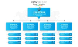 Flussdiagramm Infografik mit Symbolen blauen Thema vektor